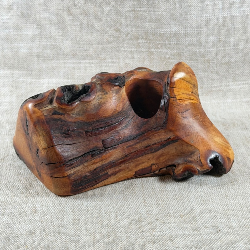 Vintage Carved Wood Candle Holder Driftwood Sculptural Art Decor